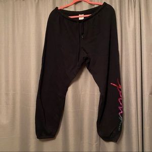 PINK Victoria’s Secret Black Drawstring Sweatpants Cuffed Size Large (L)